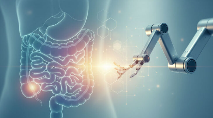 איור המדגים ניתוח רובוטי דה וינצ'י ליצירת פאוץ' J (J-Pouch) לטיפול בקוליטיס כיבית